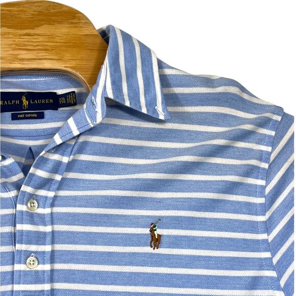 Ralph Lauren XXL Polo – Blue White Striped Knit Oxford Shirt - Picture 2 of 5